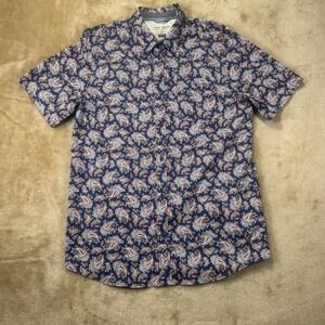 Cody James Mens XLT Navy Blue Paisley Short Sleeve Western Button Up Shirt Tall